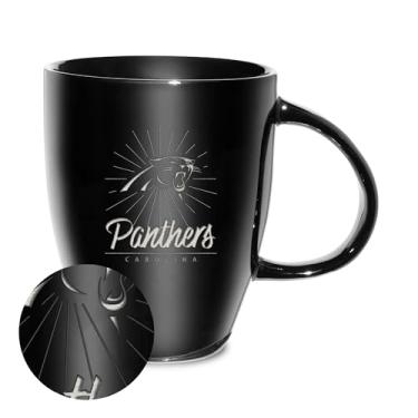 Imagem de Rico Industries NFL Football Carolina Panthers Sunburst Black 510 g Caneca de cerâmica com brilho gravado a laser