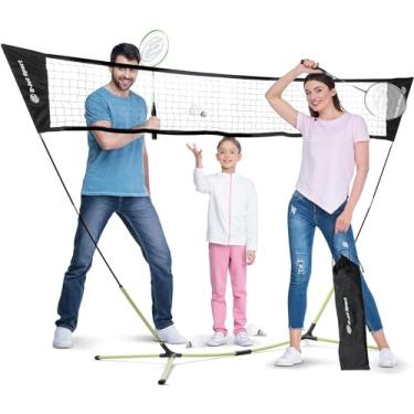 Imagem de E-Jet Conjunto de Badminton - Rede Portátil e Instantânea com Raquetes de Qualidade, Verde, 5 x 2,8 m