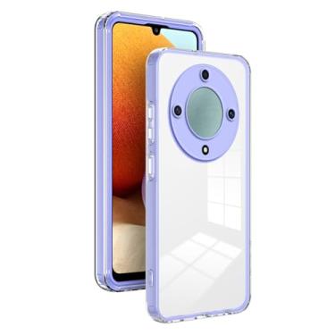 Imagem de Elubugod Anel de proteção de câmera capa de telefone compatível com Honor X9a, capa de telefone 3 em 1 anti-queda compatível com Honor Magic5 Lite 5G RMO-NX3 / X9a RMO-NX1 capa roxa