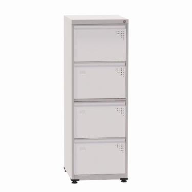 Imagem de Arquivo de Aço com 04 Gavetas Especial Pandin 1,36 m Cinza e Branco