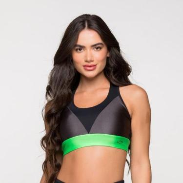 Imagem de Top Fitness Poliamida com Detalhe Verde e Chumbo Roma - LOT FITNESS CO