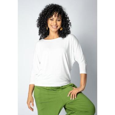 Imagem de Blusa Morcego Ampla Manga 3/4 Branca - Amazonia Vital