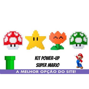 Imagem de Kit 4 Power Up Super Mario Feito em 3D Colecionáveis Gamers Flor Cogum