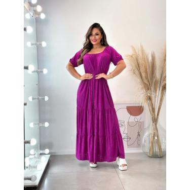 Imagem de Vestido Feminino Longo Ombro a Ombro em Malha Laise Três Marias Moda E