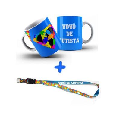 Imagem de Kit Presente Sou Vovô de Autista com Caneca + Chaveiro e Cordão Puzzle