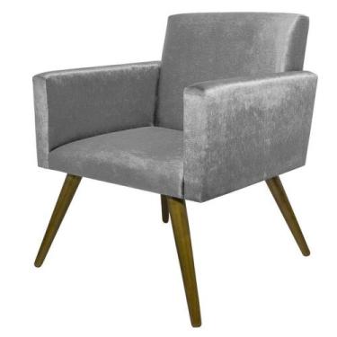 Imagem de Poltrona Decorativa Pés Palito Nina Suede Cinza - DS Móveis