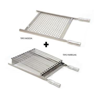 Imagem de Grelha Churrasco Parrilla Argentina + Moeda 40x40 Inox C.a. - Pantheon