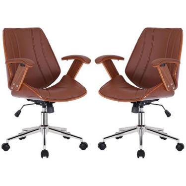 Imagem de Kit 2 Cadeiras de Escritório Juliette Diretor Giratória Marrom G24 - G