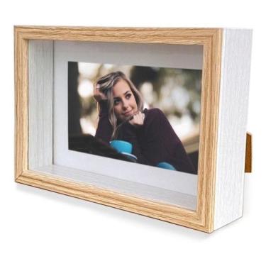 Imagem de Porta Retrato Foto 10x15 Branco Bege MDF Moldura Profunda - Mart Colle
