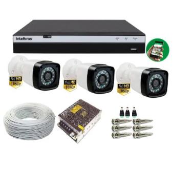 Imagem de Kit 3 Cam 1080P 2MP Fullhd Dvr Mhdx 3104 Full Hd S/ Hd - Intelbras