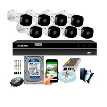 Imagem de Kit Cftv 8 Câmeras De Segurança Intelbras Multi Hd 720p E Dvr Mhdx 120