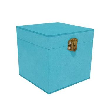 Imagem de Caixa Quadrada com Dobradiça e Fecho Ouro Velho 10x10x10 Kit 5un Mdf M