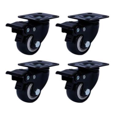 Imagem de (4pçs) RODIZIO PRETO GIRAT. PLACA FREIO RODA 41MM ROLAMENTO - COLSON