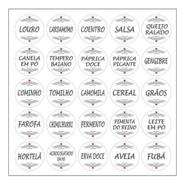 Imagem de 50 Etiquetas Adesivas Transparente P/ Porta Temperos E Grãos - Royal A