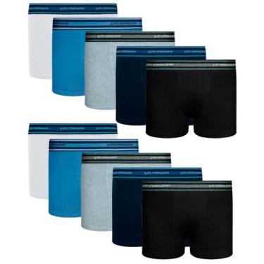 Imagem de Kit 10 Cuecas Box Boxer Infantil Lupo Kids Algodão Masculina, M, Sorti