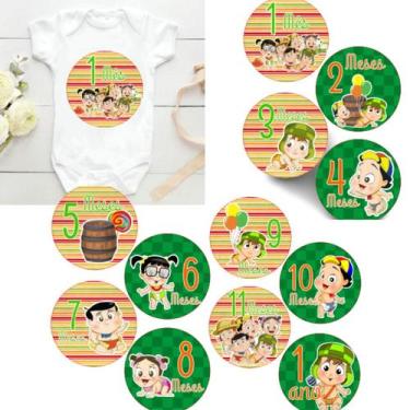 Imagem de Kit adesivo Chaves baby 12 meses mesversario bebe para colar no body -