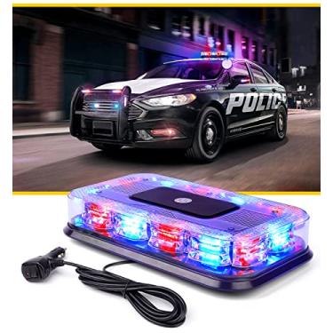 Imagem de LUMENIX 12" Luz de Farol Estroboscópica de Teto 72 Led Magnético de Emergência Piscando Aviso Cuidado Mini Luzes Barra para Segurança Polícia Veículos Limpa-Neve Caminhões Patrulha (Vermelho Azul)