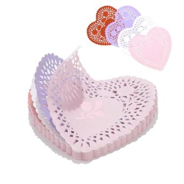 Imagem de Doilies em forma de coração dia dos namorados 4 cores 10 cm/multicolorido