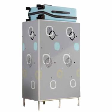 Imagem de Guarda-roupa Armário de guarda-roupa aberto, simples e moderno, tecido oxford, tubo de aço, resistente, durável, montado, para quarto, sala de aluguel armário