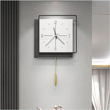 Imagem de Relógio de parede com pêndulo para decoração de sala de estar, quarto, cozinha, escritório, decoração de casa, relógio de parede moderno, grande relógio de parede decorativo operado por bateria