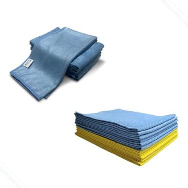 Imagem de Kit 2 Pano De Chão Microfibra Multiuso e 2 Escama De Peixe Limpa Vidros Porcelanato Cromados Tamanho 50X70cm