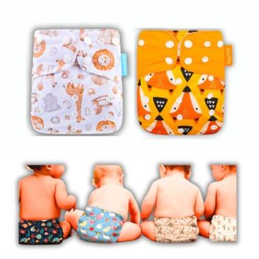 Imagem de Kit 2 Fraldas Ecológicas De Pano Ajustáveis + 3 Absorventes (Sem Gênero)