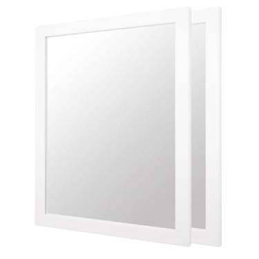 Imagem de Kit 2 Espelho Decorativo Para Quarto Sala Hall Lavabo 33X43 CM Cor Branco Imagem Penteadeira Salão de Beleza e Banheiro