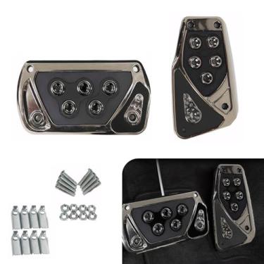 Imagem de gunroil 2 peças de pedais automotivos, antiderrapante, sem necessidade de perfuração, freio de transmissão automática e capas de pedal do acelerador, universal para a maioria dos carros (preto)