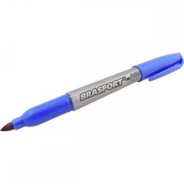 Imagem de Caneta Marcacao Permanente Brasfort Ponta Fina Azul 7854 - Kit C/12, A