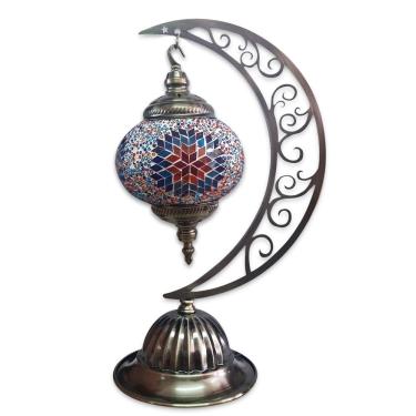 Imagem de Abajur Lua Turco Mosaico Flor Branca Colorida Bivolt 40 cm