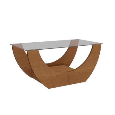 Imagem de Mesa de Centro Retangular com Tampo de Vidro Onda Cinamomo - Modern