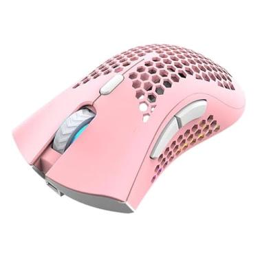 Imagem de Mouse Gamer Sem Fio BM600 com LED RGB, Recarregável via USB, 2.4G, ergonômico (Rosa)