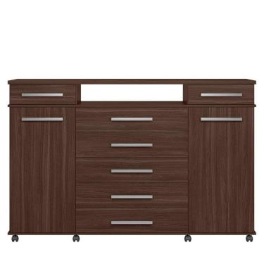 Imagem de Cômoda Sapateira 2 Portas 7 Gavetas Com Rodízios River Café Touch