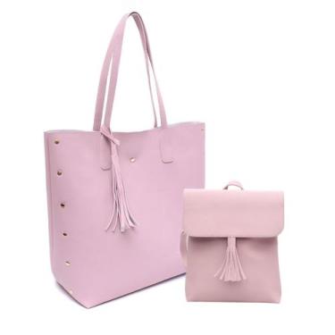 Imagem de Kit Bolsa Feminina Grande Saco Espaçosa + Mochila Compacta Resistente 