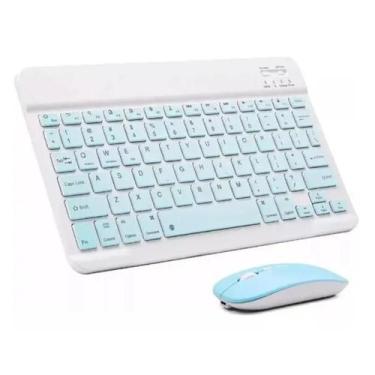 Imagem de Teclado Slim sem Fio Bluetooth Português ABNT2 Mouse Bluetooth - Kit M