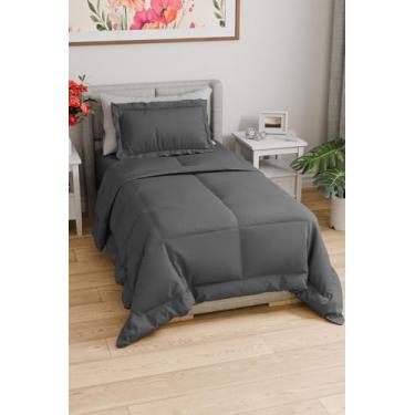 Imagem de Conjunto de edredom solteiro - 2 peças para todas as estações - 1 edredom acolchoado macio com abas de canto e 1 fronha - confortável, aconchegante e respirável - qualidade de hotel de luxo - Oeko-TEX