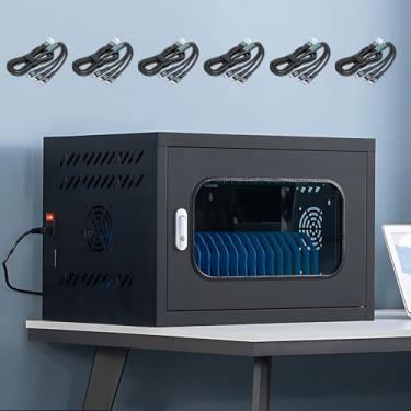 Imagem de Organizador de estação de carregamento de celular, armário de carregamento de celular/tablet com trava e rodas, estação de carregamento USB para celular, para salas de aula/clubes de ginástica/es