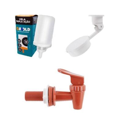 Imagem de Kit Para Filtro Vela Tripla Ação + Boia + Torneira Marrom - GMOLD