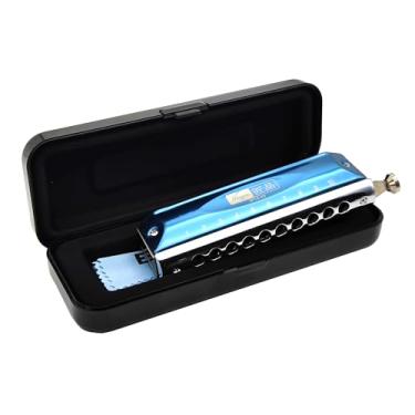 Imagem de JP10-40 10 Hole Chromatic Harmonica Professional Performance C key Mouth Organ para iniciantes e estudantes começarem a aprender gaita (JP 10-40 azul)