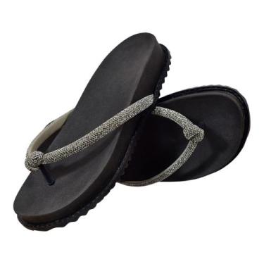 Imagem de Sandalia Papete Feminina Chinelo Brilho Strass Confortavel - NEW WALK,