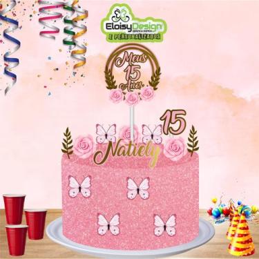 Imagem de Topo de bolo Borboletas (tema 3) para aniversário - EloisyDesign