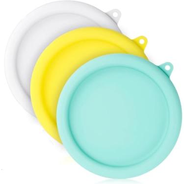 Imagem de tampa de embalagem sem BPA Substituição da tampa de embalagem da sorveteira reutilizável para acessórios de caneca da sorveteira Dash (Amarelo Azul Branco)