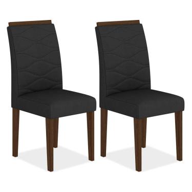 Imagem de Kit 2 Cadeiras Estofadas Everest Comfort Imbuia/suede Preto - M.a