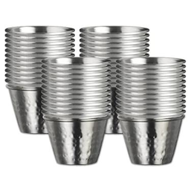Imagem de Steelite Creations Ramequins de aço inoxidável, empilháveis, martelados, 170 g, restaurante, comercial e serviço de alimentação, recipientes de metal reutilizáveis para molhos, molhos, molho de