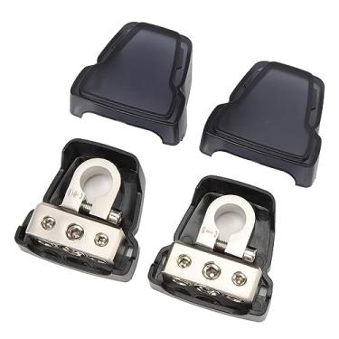 Imagem de GRCFUMO 1 par de braçadeiras de terminais de bateria negativos positivos, conectores de baterias de poste superior com fundo de plástico, conjunto de braçadeira de terminal de