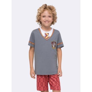 Imagem de Pijama Manga Curta Infantil Grifinória - Veggi, Grafite, 10, Meninos