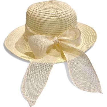 Imagem de Chapéu de Palha Sintética Feminino Dobrável com Laço Decorativo, Estil