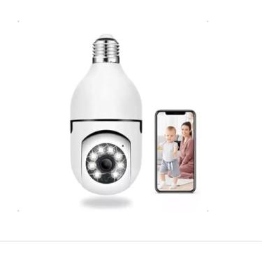 Imagem de Câmera Lâmpada de Segurança Full Hd Ip Wifi Giratória 360 Visão Noturna Com Sensor de Movimento E Infravermelho