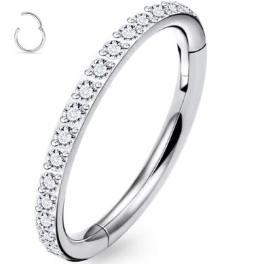 Imagem de Uzgtvy 20G 18G 16G Anéis de nariz de titânio argolas G23 anéis de nariz articulados septo clicker helix daith torre cartilagem tragus brincos segmento anel lábio piercing joias para mulheres homens 8