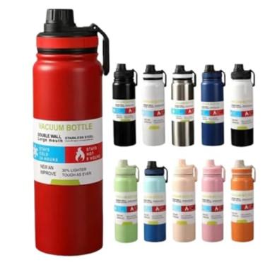 Imagem de Garrafa de Água Térmica Inox Esportiva Academia Isolada a Vácuo Aço Inox 800ml (Preto) (Vermelho)